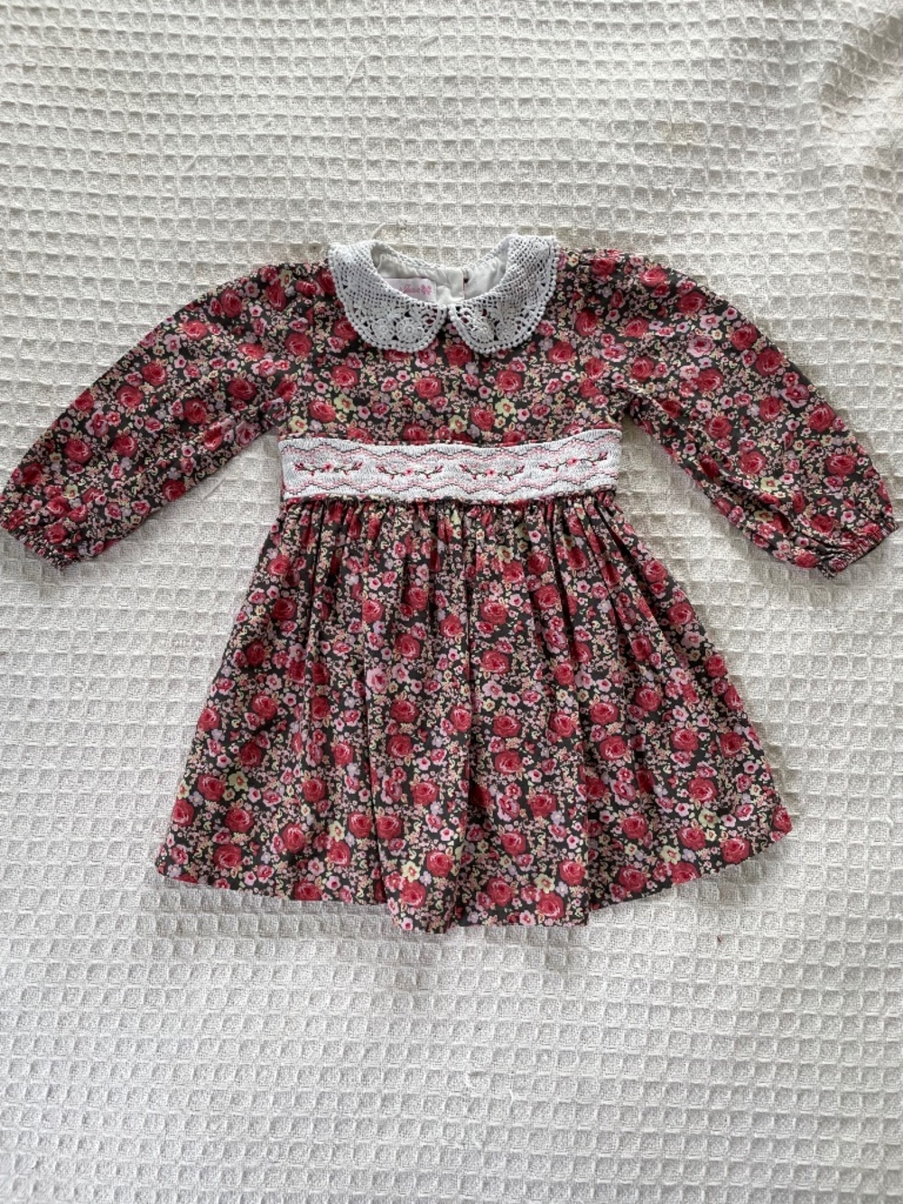 Bonnie Jean Lace Collar Long Sleeve Floral Dress - Size 2T
